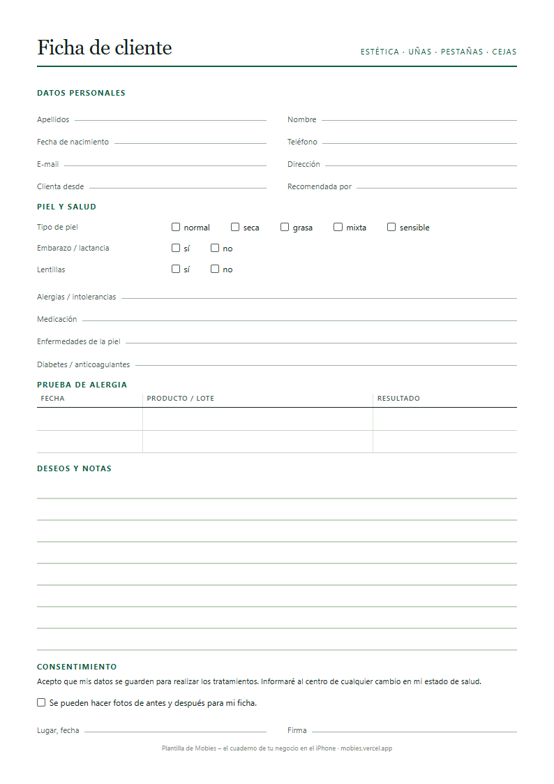 Ficha de cliente