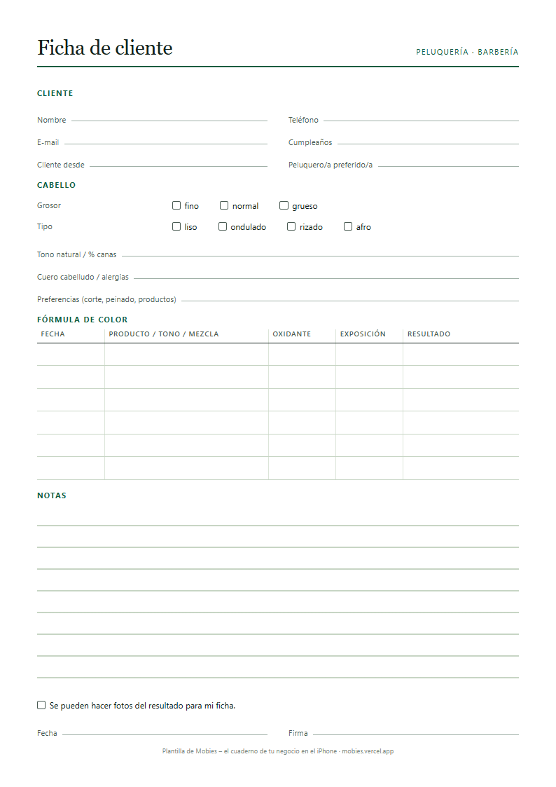 Ficha de cliente